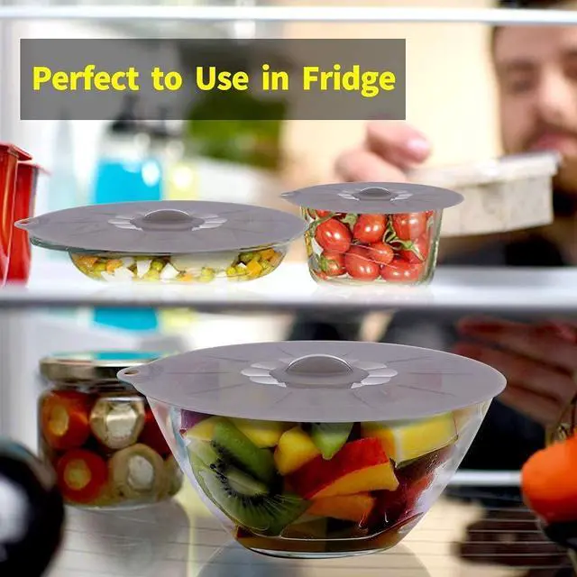 Alt view image 5 of 7 - Silicone Lids for Pots and Pans - Silicone Lids for Food and Bowl Covers for Food Safe BPA Free Silicone Bowl Covers Microwave Cover(Gray)