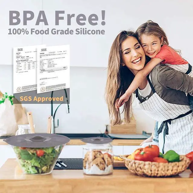 Alt view image 6 of 7 - Silicone Lids for Pots and Pans - Silicone Lids for Food and Bowl Covers for Food Safe BPA Free Silicone Bowl Covers Microwave Cover(Gray)