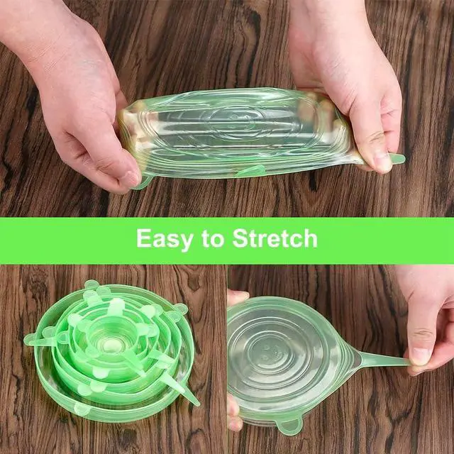 Alt view image 2 of 6 - Reusable Silicone Stretch Lids Set of 6 | Green | BPA-Free Food Covers for Bowls, Pots & Jars