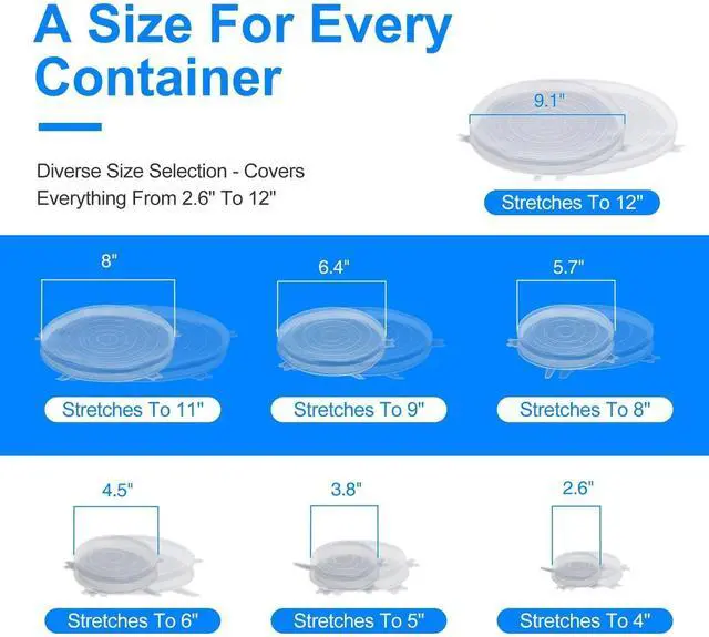 Alt view image 2 of 7 - 14 PCS Reusable Premium Silicone Stretch Lids for Food Storage, Flexible Elastic Heat-Resistant Silicone Bowl Covers, Cups, Cans, 7 Different Sizes, Keep Food Fresh