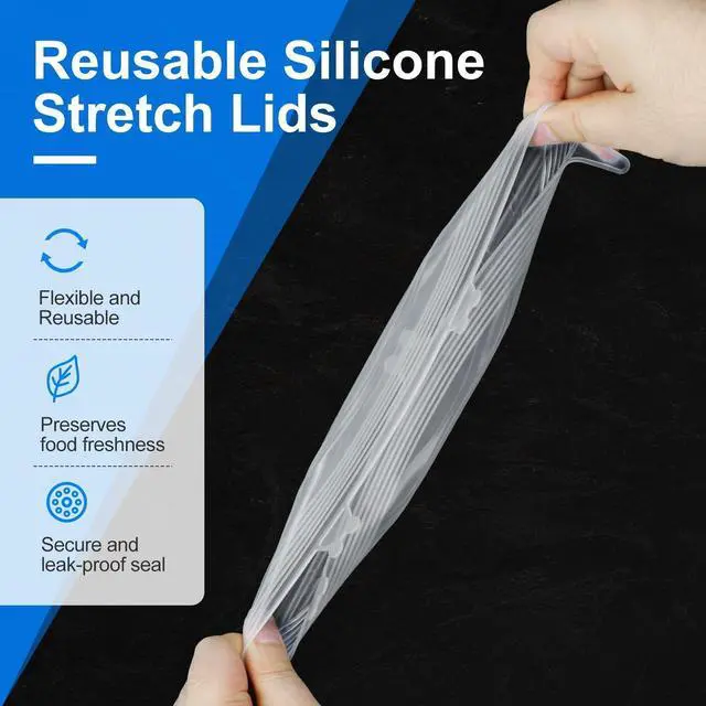 Alt view image 3 of 7 - 14 PCS Reusable Premium Silicone Stretch Lids for Food Storage, Flexible Elastic Heat-Resistant Silicone Bowl Covers, Cups, Cans, 7 Different Sizes, Keep Food Fresh