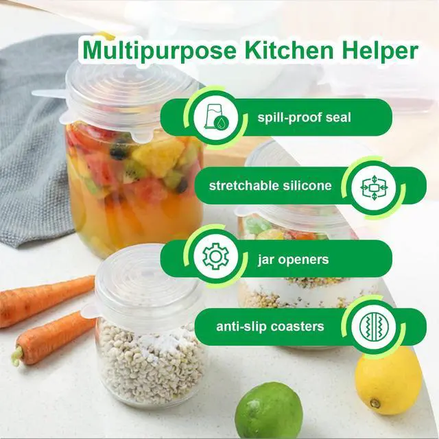 Alt view image 3 of 6 - Small Silicone Stretch Lids 12 Pack Reusable Food Covers,Flexible Silicone for Bowls, Containers, Fruits Airtight & Leakproof Seal for Kitchen Storage (Transparent)
