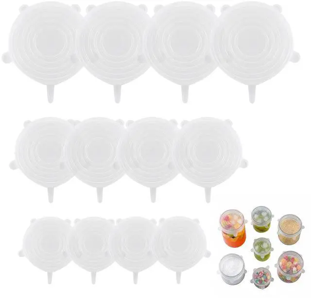 Main image of Small Silicone Stretch Lids 12 Pack Reusable Food Covers,Flexible Silicone for Bowls, Containers, Fruits Airtight & Leakproof Seal for Kitchen Storage (Transparent)