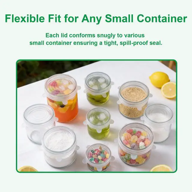 Alt view image 4 of 6 - Small Silicone Stretch Lids 12 Pack Reusable Food Covers,Flexible Silicone for Bowls, Containers, Fruits Airtight & Leakproof Seal for Kitchen Storage (Transparent)