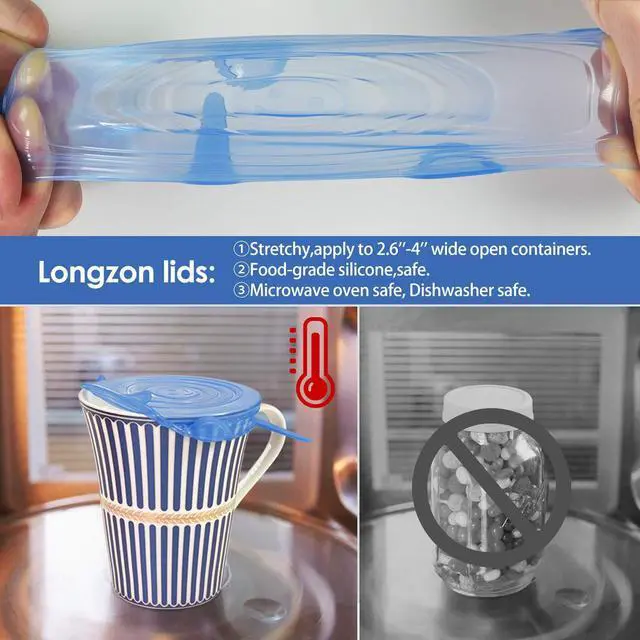 Alt view image 5 of 7 - Silicone Stretch Lids, 12 Pack Small, Reusable Durable Food Storage Covers for Cups Small Bowls Cans Jars Fruits Vegetables, the Same Sizes of 2.6 Inch (Can Stretches to 3.5 Inches)