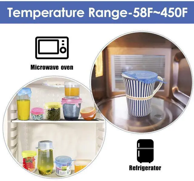 Alt view image 4 of 7 - Silicone Stretch Lids, 12 Pack Small, Reusable Durable Food Storage Covers for Cups Small Bowls Cans Jars Fruits Vegetables, the Same Sizes of 2.6 Inch (Can Stretches to 3.5 Inches)