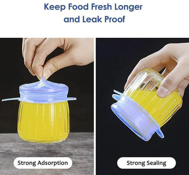 Alt view image 7 of 7 - Silicone Stretch Lids, 12 Pack Small, Reusable Durable Food Storage Covers for Cups Small Bowls Cans Jars Fruits Vegetables, the Same Sizes of 2.6 Inch (Can Stretches to 3.5 Inches)