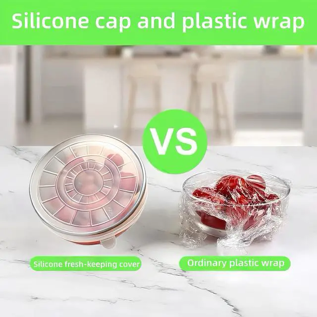 Alt view image 2 of 7 - Reusable Elastic Silicone Stretch Lids, for Food Storage in Fridge|Heat Flexible Round Silicone Bowl Covers,for Round and Rectangle Containers 6PC
