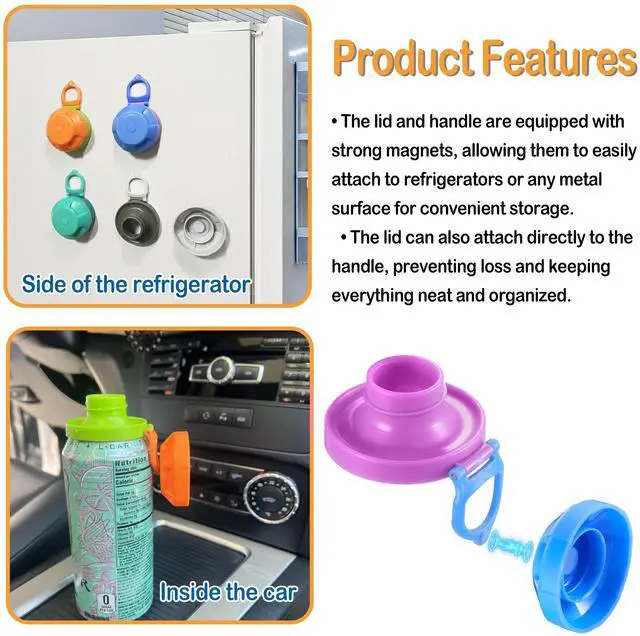 Alt view image 2 of 7 - ORIGINAL CREATOR - 4 Pack Magnetic Soda Can Lids Reusable Airtight Can Covers, BPA-Free, Easy to Use, Keep Drinks Fresh & Bug/Dust Free, Fits Standard Cans, Great for BBQ, Beach & Party.