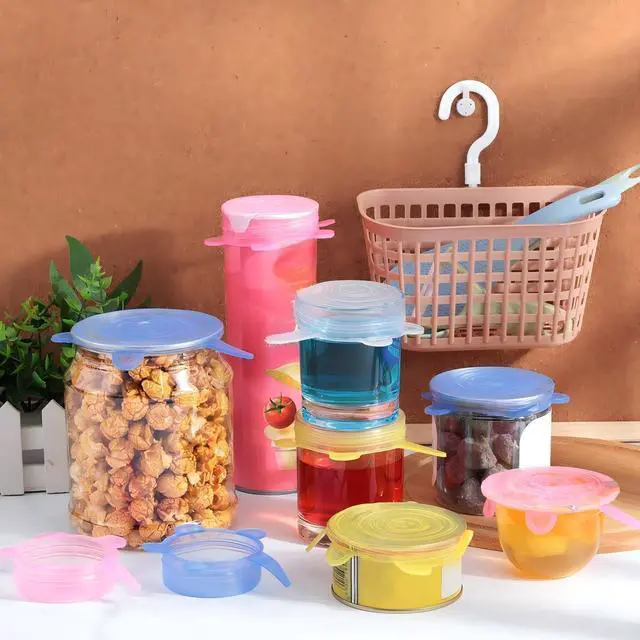 Alt view image 3 of 7 - 16 Pack Silicone Jar Covers Same Size Silicone Jar Cap Stretch Lids Thicker Reusable Container Cover, Expandable Food Storage Covers Dishwasher and Freezer Safe 2.6-3.3 Inch(Multicolor)