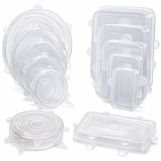 Main image of Reusable Silicone Food Covers 12-Pack Round & Rectangular Lids | BPA-Free, Eco-Friendly, Airtight Seal for Bowls, Containers & Fruits | Microwave & Dishwasher Safe