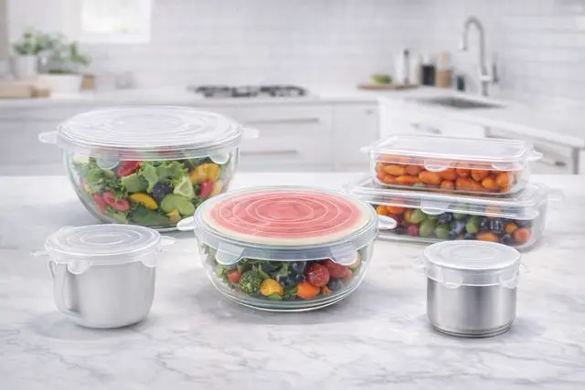 Alt view image 3 of 7 - Reusable Silicone Food Covers 12-Pack Round & Rectangular Lids | BPA-Free, Eco-Friendly, Airtight Seal for Bowls, Containers & Fruits | Microwave & Dishwasher Safe