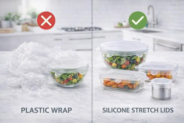Alt view image 5 of 7 - Reusable Silicone Food Covers 12-Pack Round & Rectangular Lids | BPA-Free, Eco-Friendly, Airtight Seal for Bowls, Containers & Fruits | Microwave & Dishwasher Safe