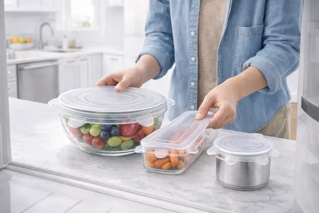 Alt view image 7 of 7 - Reusable Silicone Food Covers 12-Pack Round & Rectangular Lids | BPA-Free, Eco-Friendly, Airtight Seal for Bowls, Containers & Fruits | Microwave & Dishwasher Safe