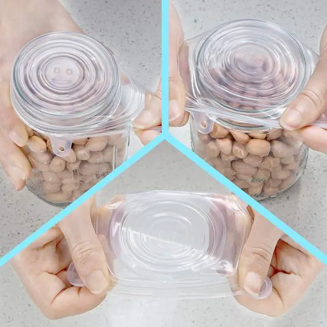 Alt view image 4 of 7 - Silicone Stretch Lids 10 Pack for Regular and Wide Mouth Mason Jar, Reusable Silicone Stretch Lids(Stretched to 3.5 inch), Sealed Durable Food Storage Covers Suit for Jar, Cans, Pot