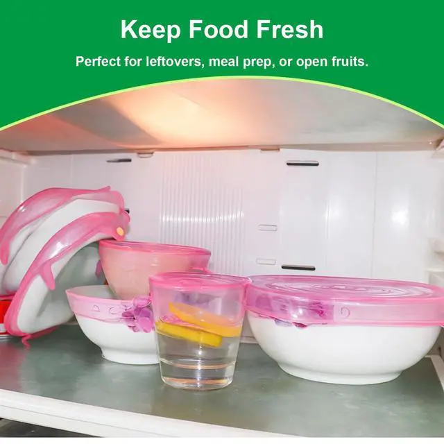 Alt view image 5 of 6 - Silicone Stretch Lids 6 Pack Reusable Food Covers,Flexible Silicone for Bowls, Containers, Fruits Airtight & Leakproof Seal for Kitchen Storage(pink)