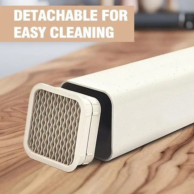 Alt view image 5 of 6 - Knife Block Holder without Knives, Universal Kitchen Storage Stand with Wavy Slots to Protect Blades, Small Space-Saving Knife Organizer for Countertop, Detachable for Easy Cleaning