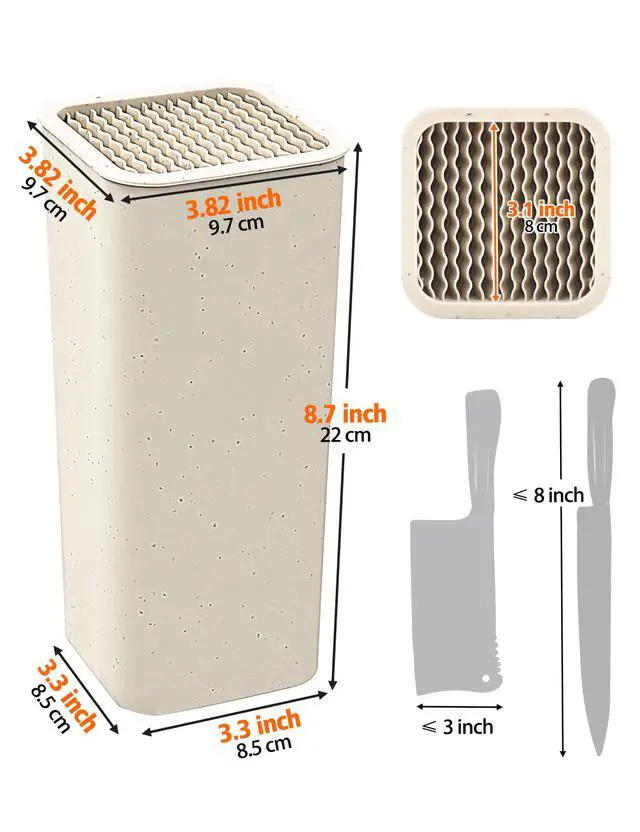 Alt view image 2 of 6 - Knife Block Holder without Knives, Universal Kitchen Storage Stand with Wavy Slots to Protect Blades, Small Space-Saving Knife Organizer for Countertop, Detachable for Easy Cleaning