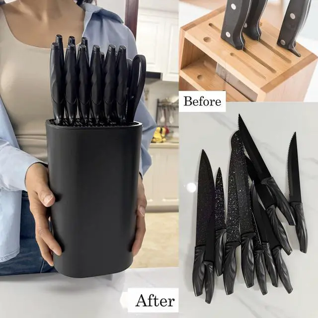 Alt view image 5 of 7 - Knife Block with Scissors & Sharpening Rod Slots for Countertop
