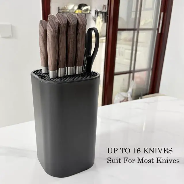 Alt view image 6 of 7 - Knife Block with Scissors & Sharpening Rod Slots for Countertop
