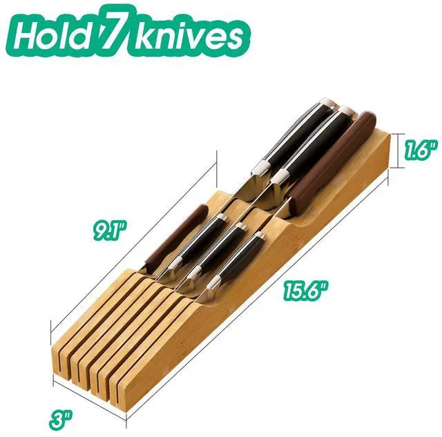 Alt view image 2 of 4 - Knife Drawer Organizer (Natural, 7 Knives Organizer)