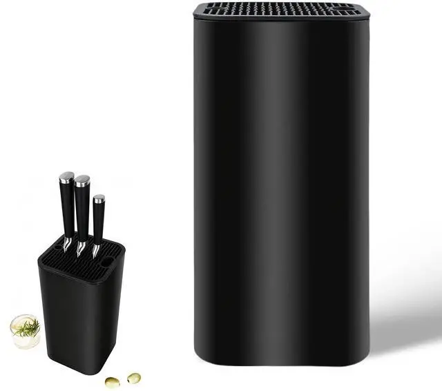 Main image of Universal Knife Block, Detachable Square Knife Storage Holder (Knives Not Included) - Black Kitchen Knife Stand
