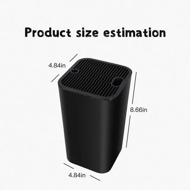 Alt view image 2 of 6 - Universal Knife Block, Detachable Square Knife Storage Holder (Knives Not Included) - Black Kitchen Knife Stand
