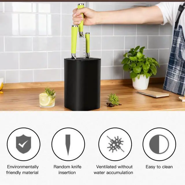 Alt view image 3 of 6 - Universal Knife Block, Detachable Square Knife Storage Holder (Knives Not Included) - Black Kitchen Knife Stand