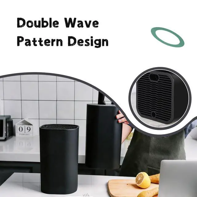 Alt view image 4 of 6 - Universal Knife Block, Detachable Square Knife Storage Holder (Knives Not Included) - Black Kitchen Knife Stand