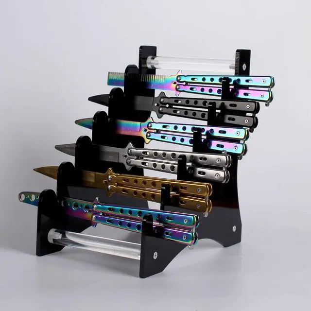 Alt view image 5 of 7 - Knife Display Stand,Knife Holder Knife Storage Rack Acrylic Knife Display Case for display collectible knives (Black)