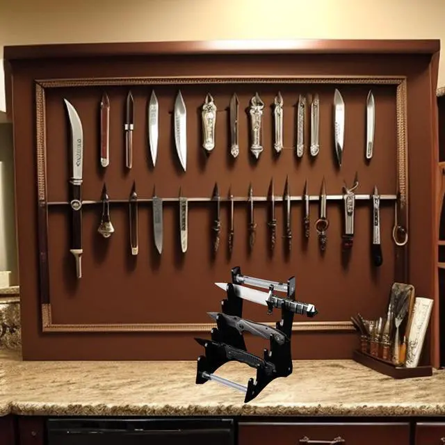 Alt view image 7 of 7 - Knife Display Stand,Knife Holder Knife Storage Rack Acrylic Knife Display Case for display collectible knives (Black)
