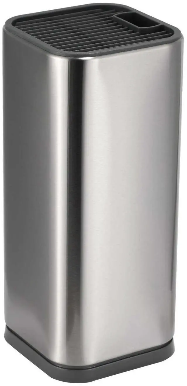 Main image of Universal Knife Block Holder, Stainless Steel Knife Stand Without Knives, Safe Space Saver Stable Knife Storage with Scissors Slot, Detachable for Easy Cleaning, Kitchen Organizer, Silver