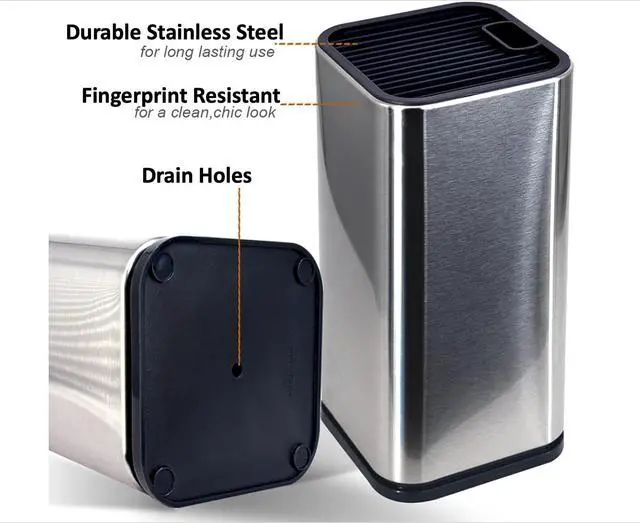 Alt view image 5 of 7 - Universal Knife Block Holder, Stainless Steel Knife Stand Without Knives, Safe Space Saver Stable Knife Storage with Scissors Slot, Detachable for Easy Cleaning, Kitchen Organizer, Silver