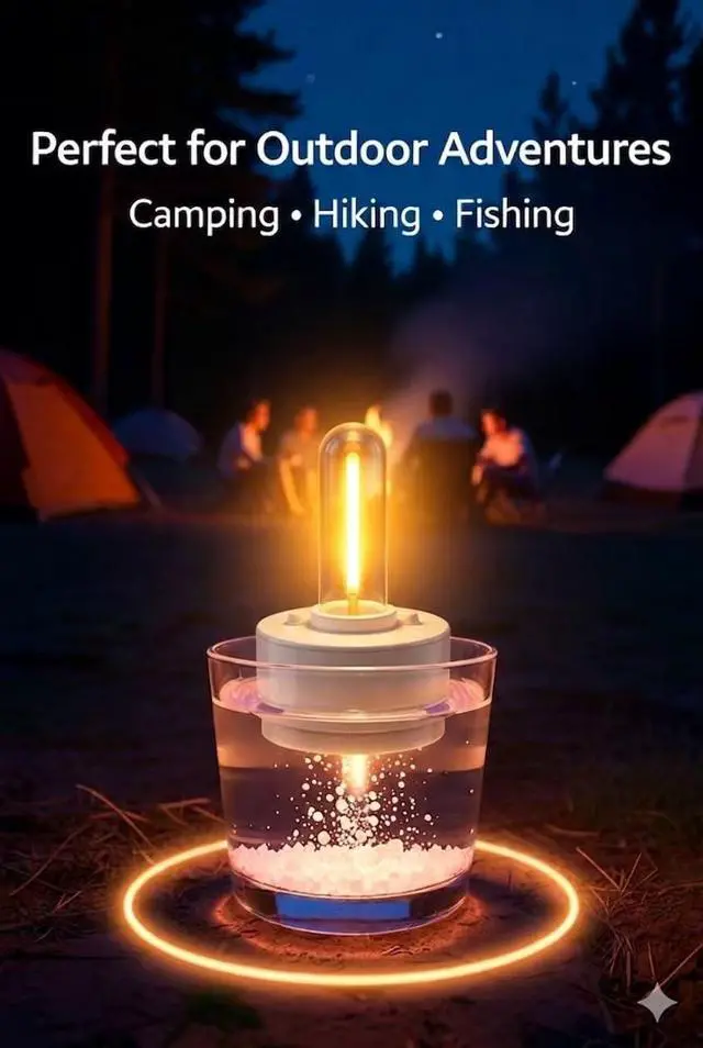 Alt view image 5 of 7 - Warm Harmony Salt Water Candle Lamp, Floating Waterproof LED Light, Warm White, Portable, for Camping, Fishing and Indoor Power Outages