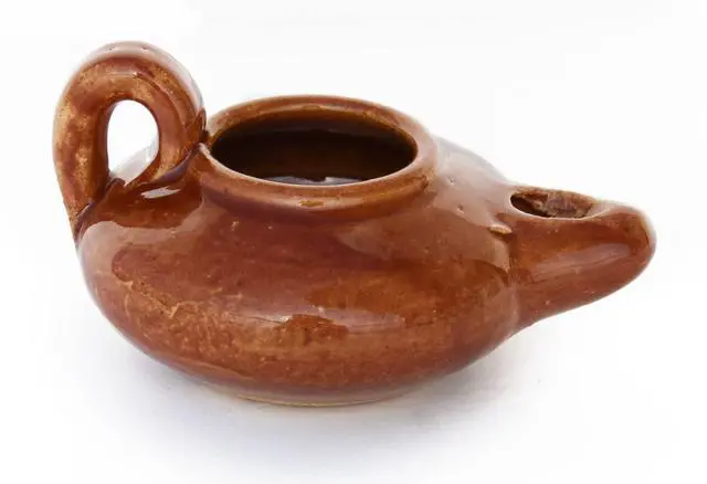 Main image of Biblical Herodian Clay Oil Lamp Authentic Glazed Replica from The Time of Jesus - Handmade Holy Land Christian Faith Gift