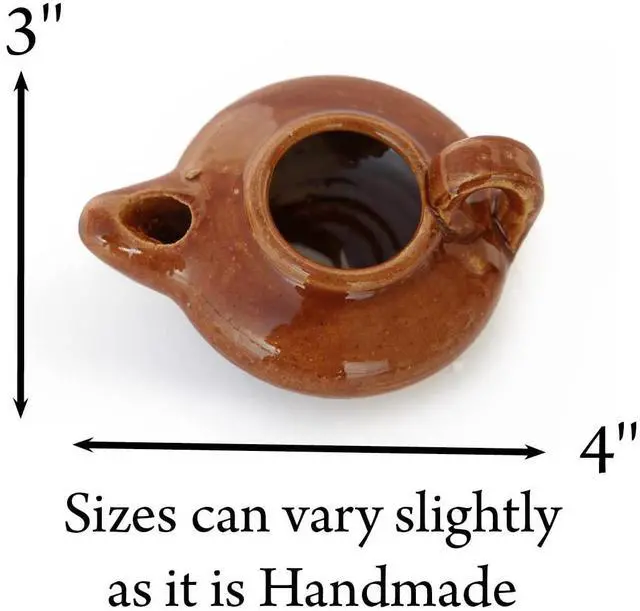 Alt view image 2 of 7 - Biblical Herodian Clay Oil Lamp Authentic Glazed Replica from The Time of Jesus - Handmade Holy Land Christian Faith Gift