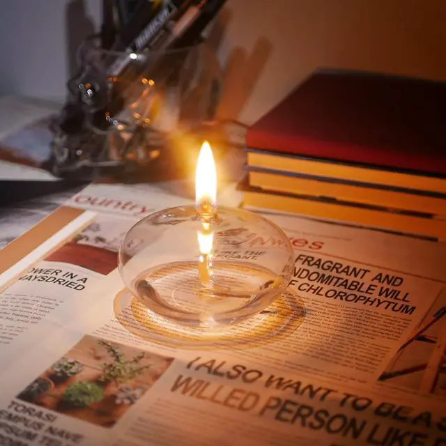 Alt view image 4 of 7 - Refillable Liquid Petite Oil lamp - Sturdy Borosillicate Glass Oil Candle (Oval)