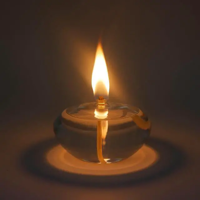Alt view image 6 of 7 - Refillable Liquid Petite Oil lamp - Sturdy Borosillicate Glass Oil Candle (Oval)