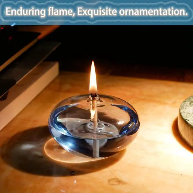Alt view image 5 of 7 - Refillable Liquid Petite Oil lamp - Sturdy Borosillicate Glass Oil Candle (Oval)