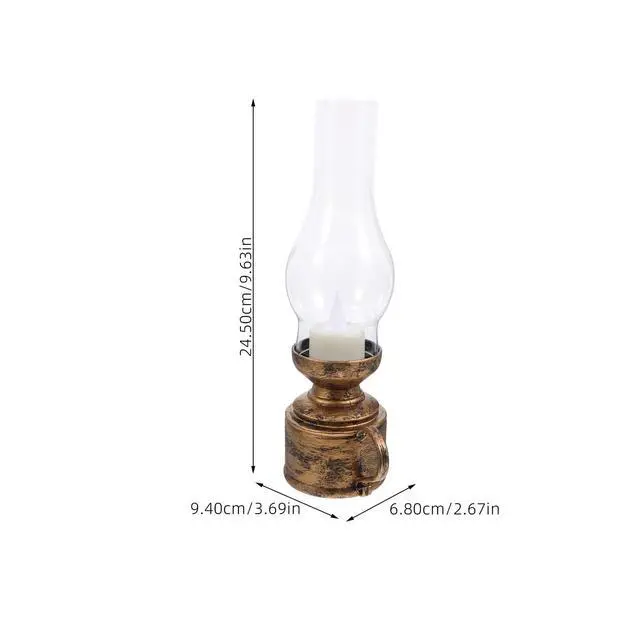 Alt view image 2 of 7 - 2Pcs Vintage LED Kerosene-Style Lamps, Flameless Electronic Candle Lanterns for Tabletop Decor, Retro Oil Lamp Look for Bedroom, Living Room, Parties, Emergency Lighting