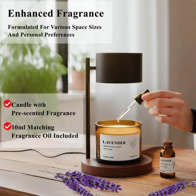 Alt view image 3 of 7 - Lavender Wickless Candles for Candle Warmer Lamp, 9oz Soy Scented Candles & 10ml Essential Oil for Customizable Aroma, Wickless Lavender Candle for Warmer Lamp Birthday Housewarming Holiday Gifts