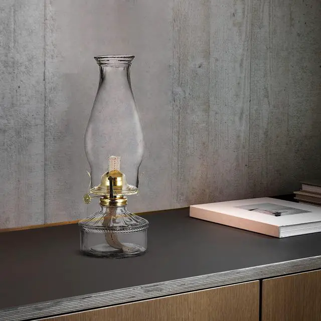 Alt view image 2 of 5 - Warm Home Mood Lighting Classic Kerosene Lamp for Indoor Use Large Clear Glass Chamber Oil Lamps Lanterns 12.59" Heigh
