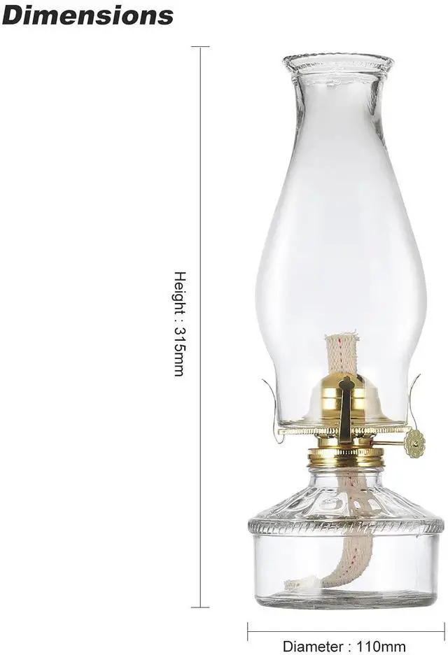 Alt view image 5 of 5 - Warm Home Mood Lighting Classic Kerosene Lamp for Indoor Use Large Clear Glass Chamber Oil Lamps Lanterns 12.59" Heigh