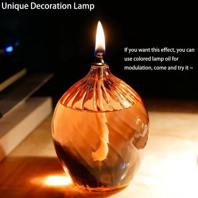 Alt view image 3 of 7 - Refillable Liquid Petite Glass Oil lamp, Sturdy Borosillicate Glass Oil Candle, Unique Internal Thread Appearance for Fine Dining & Restaurants or Home