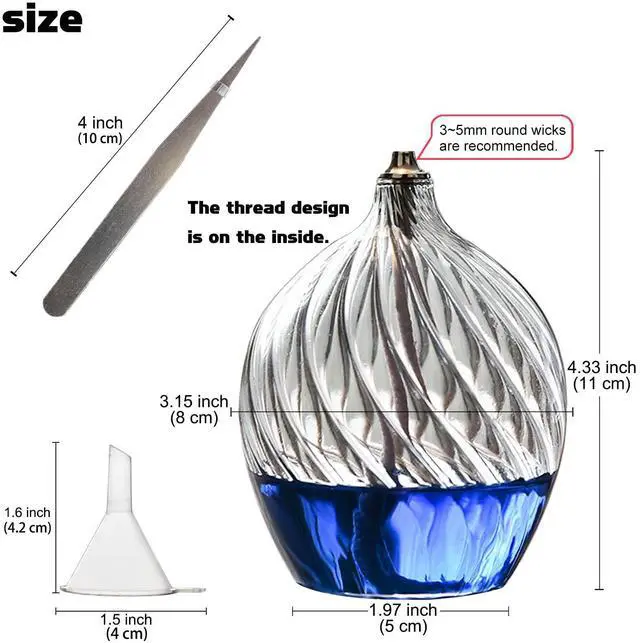 Alt view image 6 of 7 - Refillable Liquid Petite Glass Oil lamp, Sturdy Borosillicate Glass Oil Candle, Unique Internal Thread Appearance for Fine Dining & Restaurants or Home
