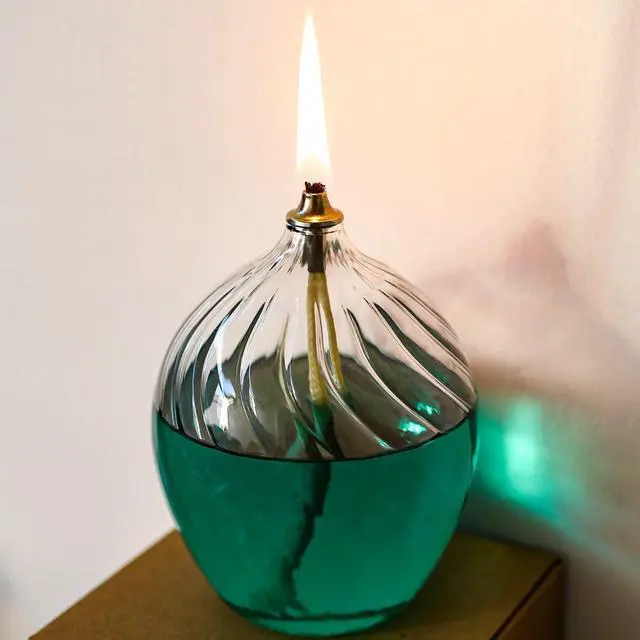 Alt view image 7 of 7 - Refillable Liquid Petite Glass Oil lamp, Sturdy Borosillicate Glass Oil Candle, Unique Internal Thread Appearance for Fine Dining & Restaurants or Home