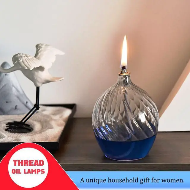 Alt view image 5 of 7 - Refillable Liquid Petite Glass Oil lamp, Sturdy Borosillicate Glass Oil Candle, Unique Internal Thread Appearance for Fine Dining & Restaurants or Home