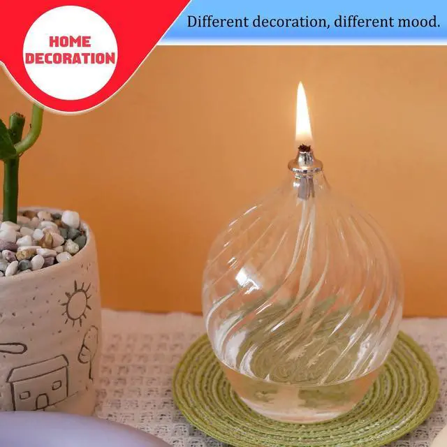 Alt view image 4 of 7 - Refillable Liquid Petite Glass Oil lamp, Sturdy Borosillicate Glass Oil Candle, Unique Internal Thread Appearance for Fine Dining & Restaurants or Home