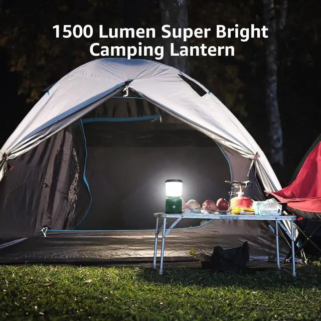 Alt view image 2 of 7 - Camping Lantern, Battery Powered LED with 1500LM, 4 Light Modes, Waterproof Tent Light, Lantern Flashlight for Hurricane, Emergency Light, Survival Kit, Storms, Outages, Fishing, Hiking