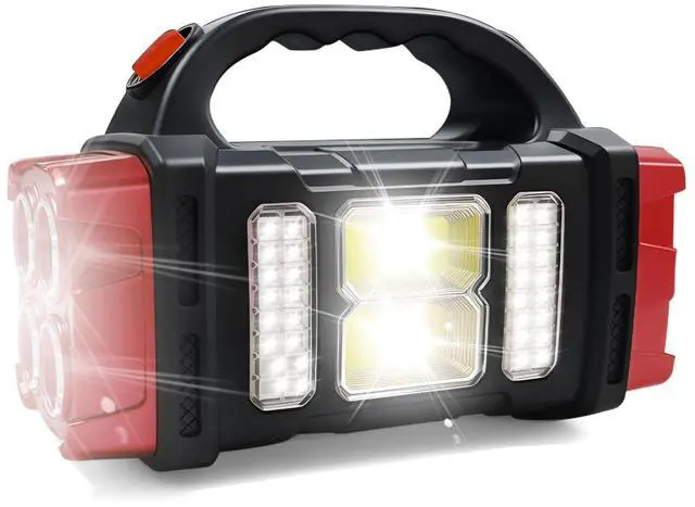 Main image of Solar Handheld Flashlight, 4 Lighting Modes Rechargeable LED Work Light, USB-C & Solar Powered Portable Lantern,Emergency Camping Light for Outdoor, Hiking, Power Outage (Red-1pcs)